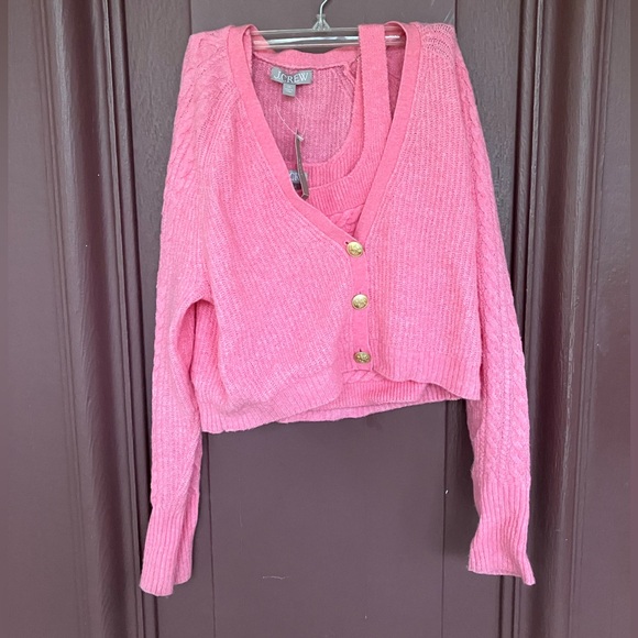 Jcrew Supersoft cropped cable-knit sweater-tank set XS - Picture 3 of 6